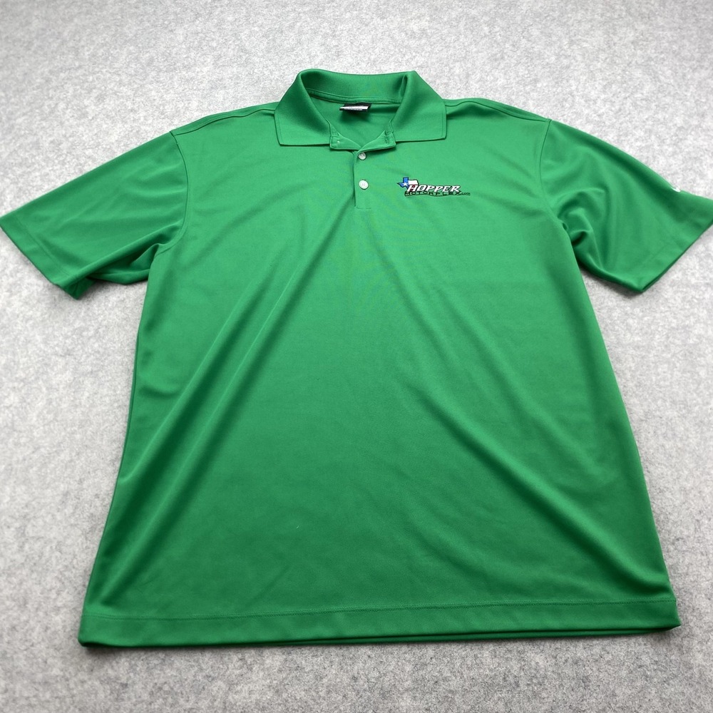 Nike Golf Polo Shirt Mens Large Green Dri-FIT Performance Hopper Motorplex Logo